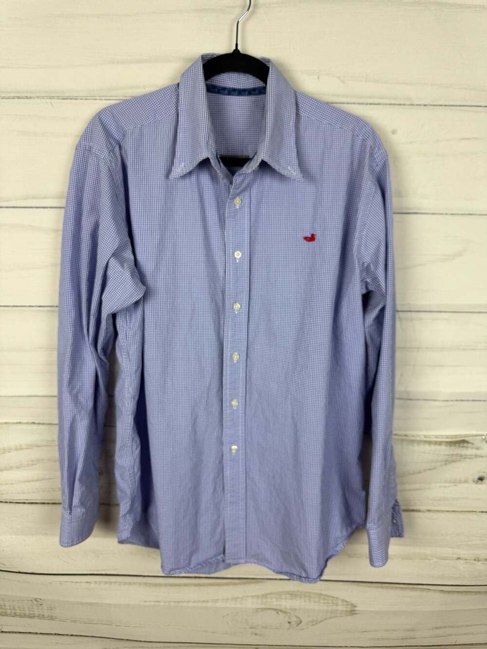 Southern Marsh Gadwall Gingham Dress Shirt Royal Blue Size L
